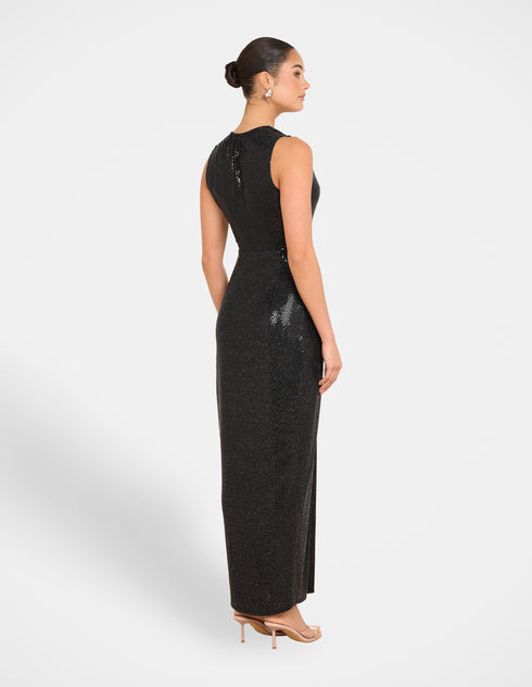 Zali Plunge Metallic Gown